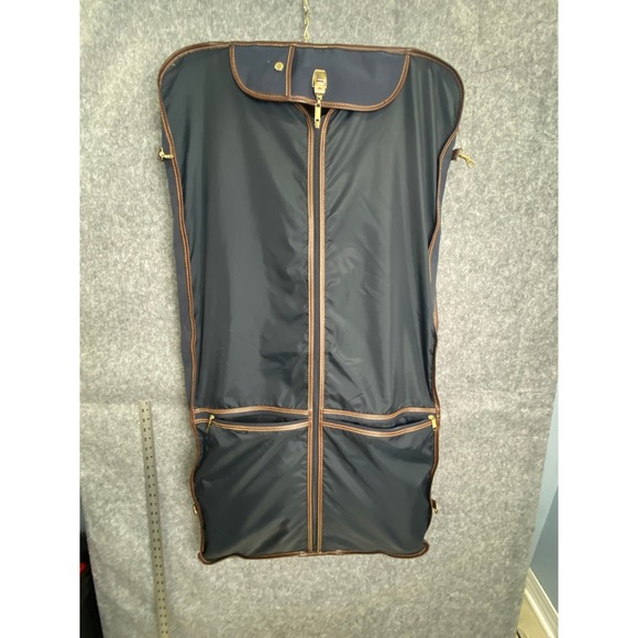 Vintage Jaguar JCPenney Navy Tan Luggage Set Duffel Garment Bag 3 Piece‎ Preppy - Picture 1 of 16